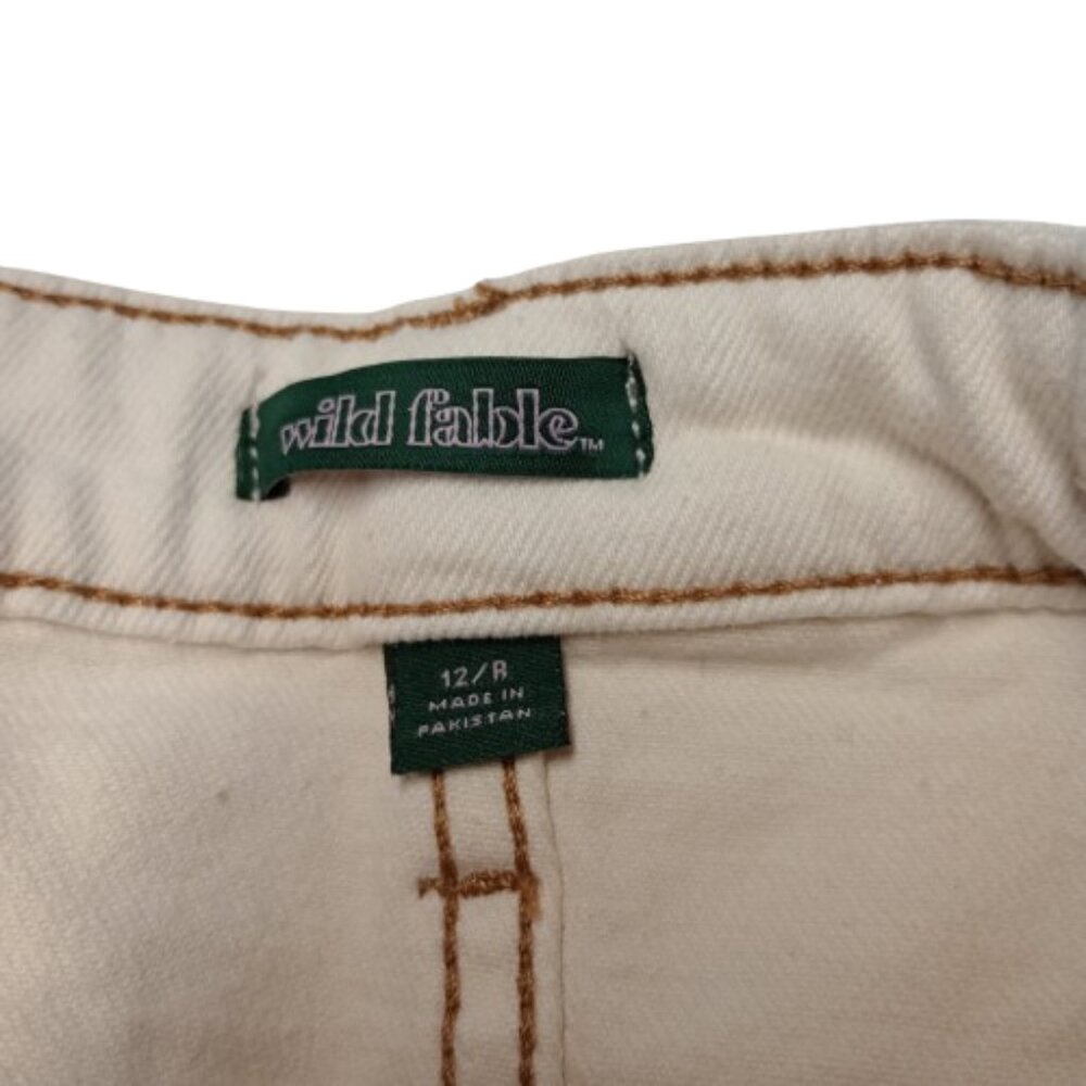 Women's High-Rise Rolled Cuff Jean Shorts - Wild Fable Off-White 12 NWT - Picture 10 of 11